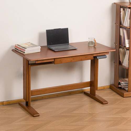 祥福智慧升降桌电脑桌高山楠竹书桌工作台居家办公桌学习作业桌子