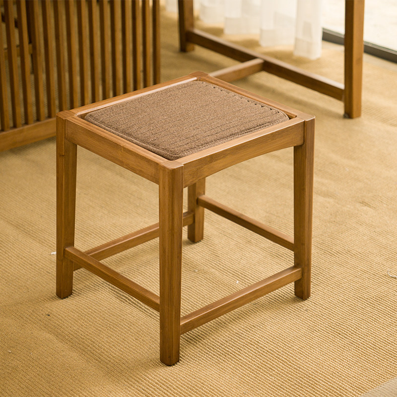 祥福茶室楠竹现代简约心凳家用卧室床边换鞋凳客厅茶几简约小凳子