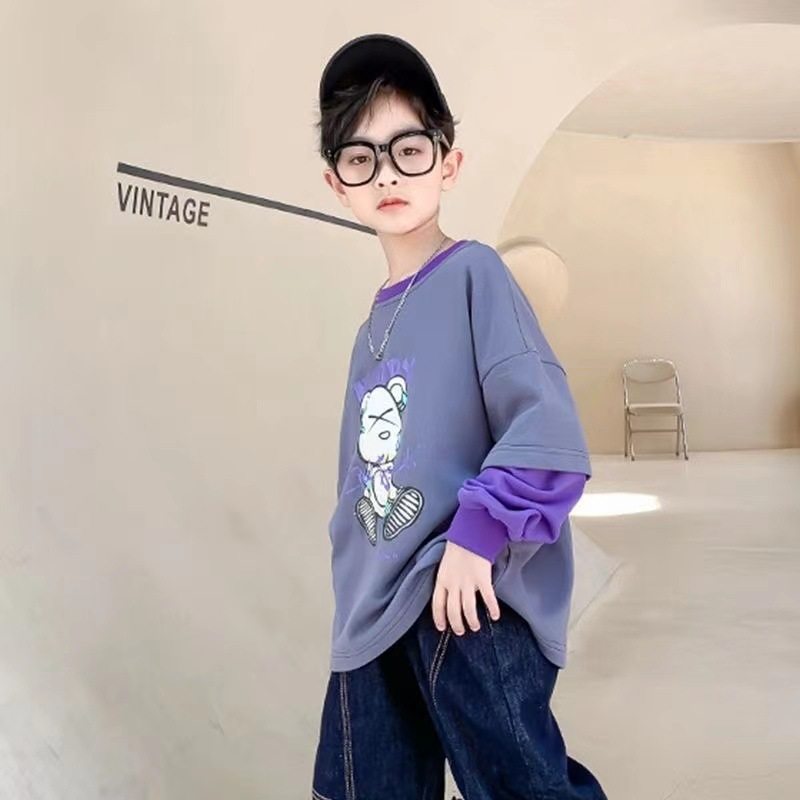 男童卫衣春秋款2024年新款中大童秋装假两件宽松儿童秋季长袖t恤,童装/婴儿装/亲子装,卫衣/绒衫,淘宝优惠券,粉丝福利购,淘宝优惠卷