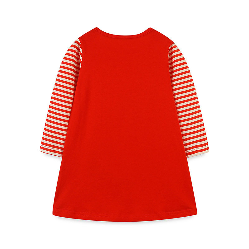 跨境货源欧美风秋季女童连衣裙可爱圣诞树拼接裙子中小童宝宝长裙