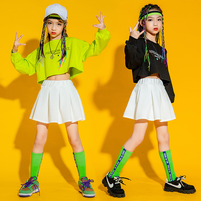 儿童定制街舞bboy女童hiphop童装少儿爵士舞服小学生啦啦队演出服