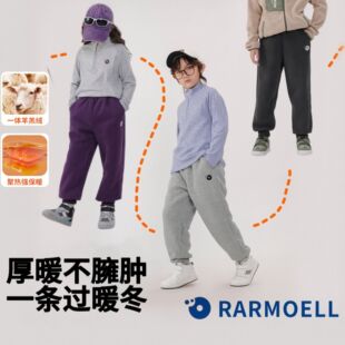 25年冬季加厚加大儿童羊羔绒裤子男童女童运动卫裤羊羔毛保暖长裤