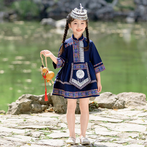 &D8107少数民族服女童民族风唐装国风三月三少数国风民族风壮族