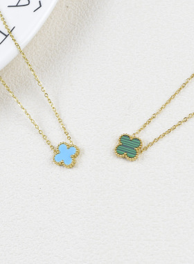 感简约幸运四叶草轻奢经典项链女小众钛钢锁骨链跨境饰品