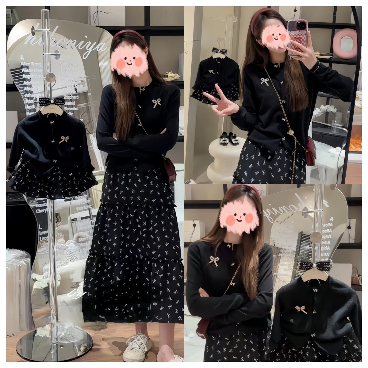 亲子装2024秋季新款亲子气质蝴蝶结长袖开衫母女同款套装潮流,童装/婴儿装/亲子装,亲子装/亲子时装,淘宝优惠券,粉丝福利购,淘宝优惠卷