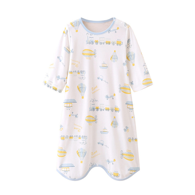 儿童连体竹纤维睡衣婴儿a类保暖纯棉连体衣薄款透气新生儿空调服