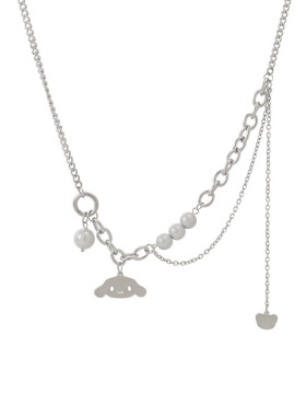 小众设计库洛米反光珠金属拼接锁骨链个性百搭嘻哈钛钢不掉色项链