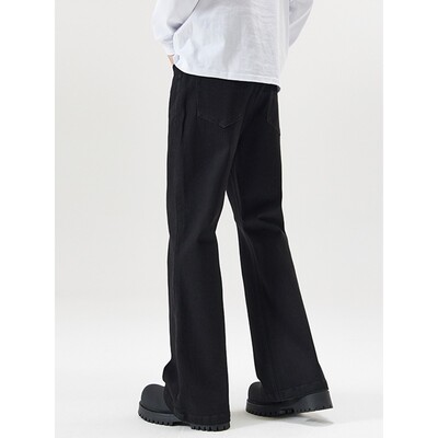 美式高街纯黑色牛仔裤男新款