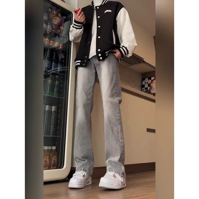 cleanfit水泥烟灰色牛仔裤男款