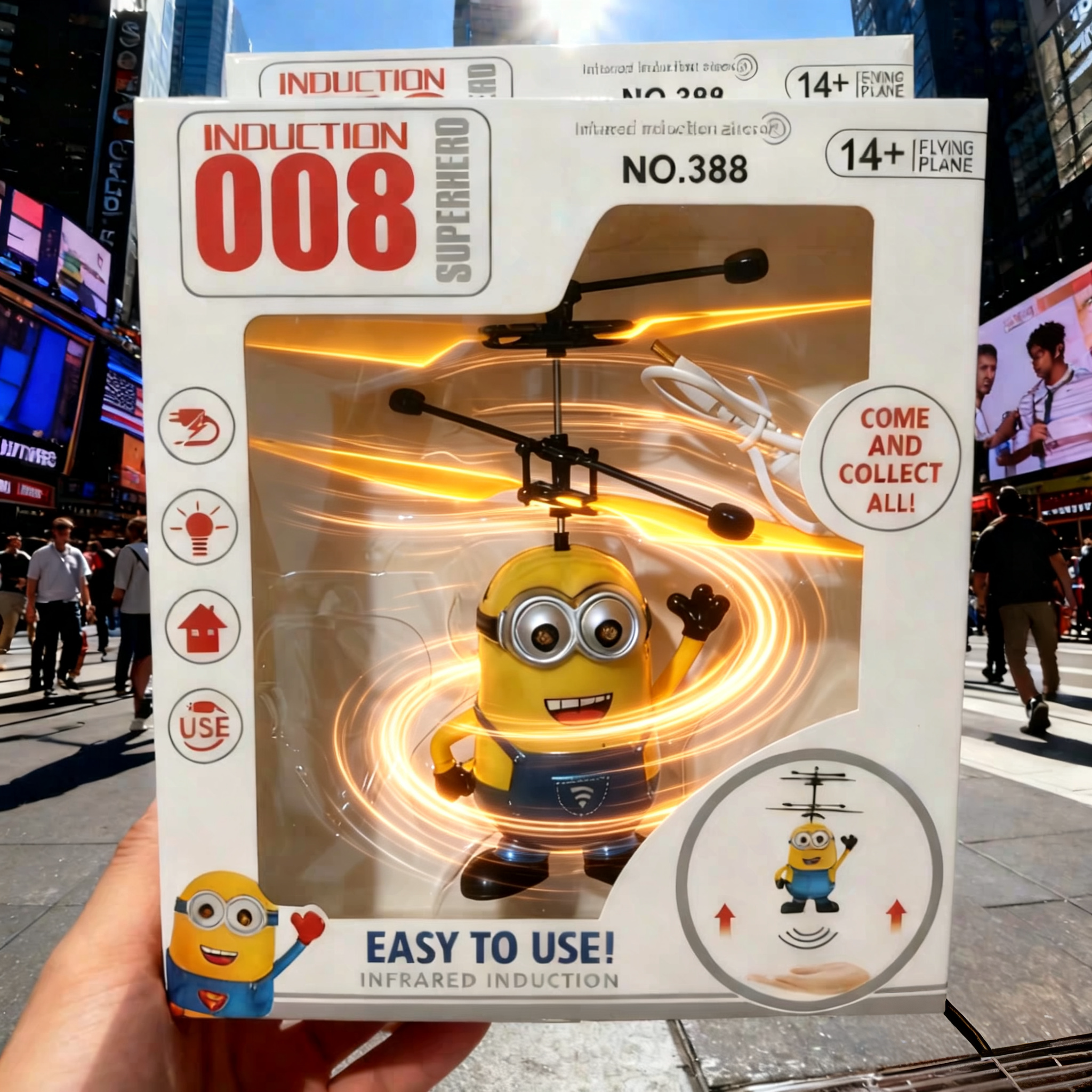 无人机会飞的小黄人遥控手感应飞机飞行器悬浮儿童玩具小直升机