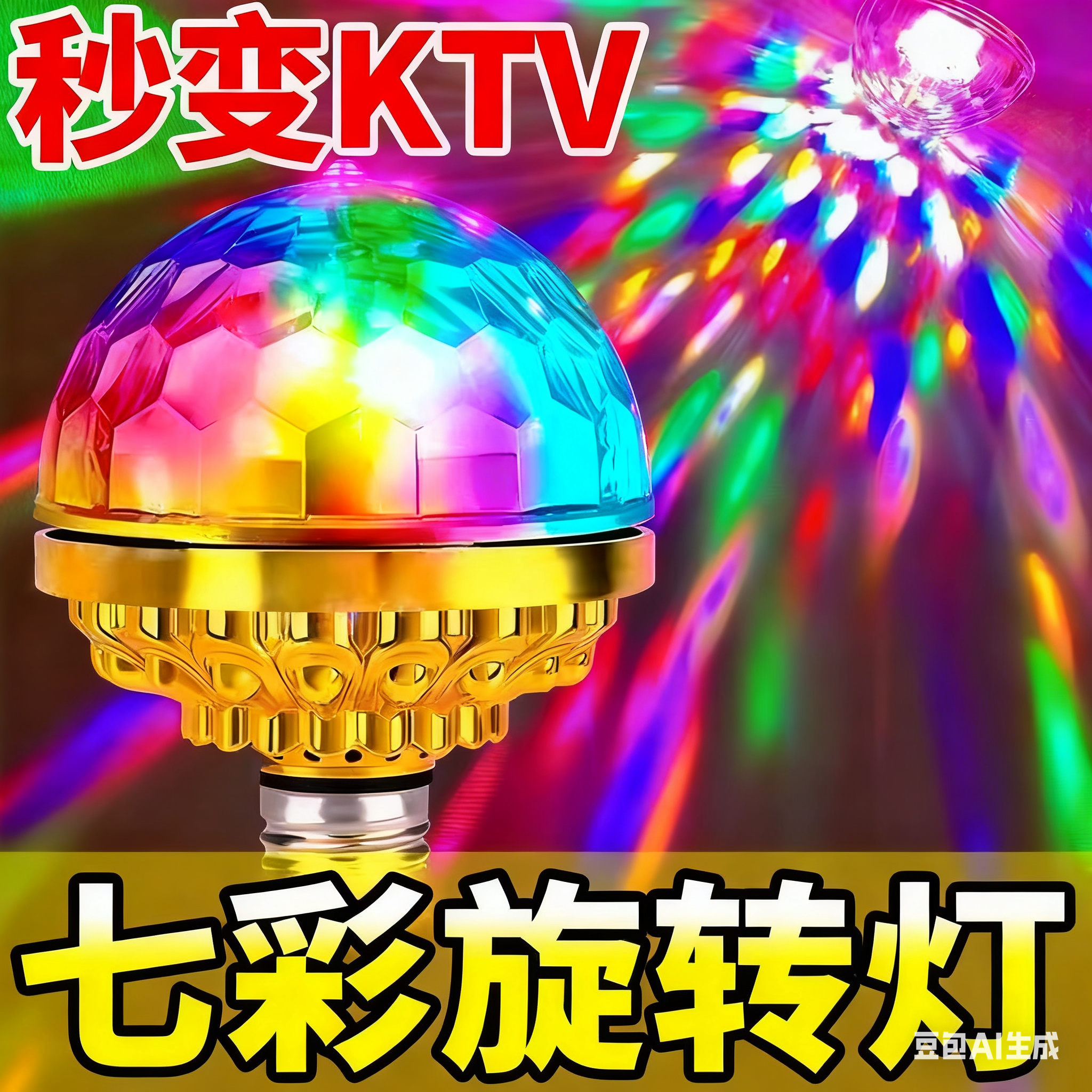 2025新款摆摊主卧网红灯七彩旋转灯氛围灯卧室情调结婚院子彩灯