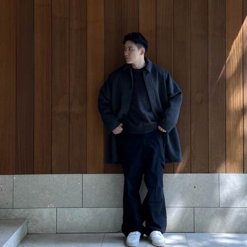 双面绒加厚中长款男士呢子大衣