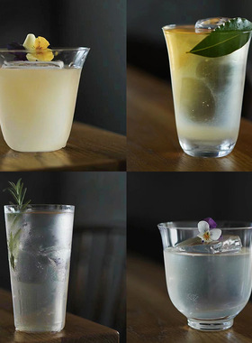 日式木村系列超薄玻璃杯水杯酒杯海波杯柯林杯鸡尾酒杯威士忌杯子