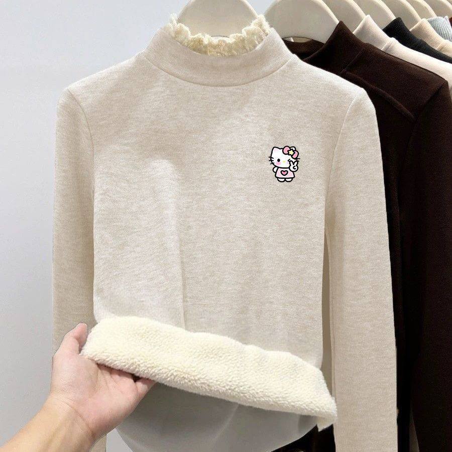 凯蒂猫加绒加厚一体绒T恤中大童花边半高领保暖上衣女童秋冬打底,童装/婴儿装/亲子装,卫衣/绒衫,淘宝优惠券,粉丝福利购,淘宝优惠卷