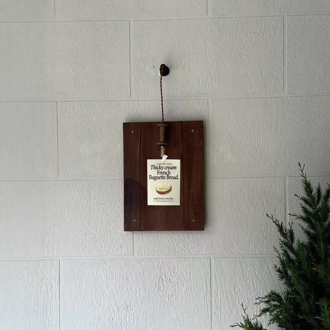 中古侘寂风复古民宿装饰氛围客厅卧室复古做旧木壁灯装饰店招牌灯