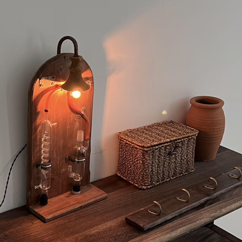 北欧实木艺术摆件西方样板间装饰品玻璃试管中古创意桌搭台灯壁灯