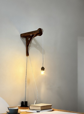 复古法式轻奢高级感做旧三角美式古铜灯头民宿咖啡厅台壁两用灯