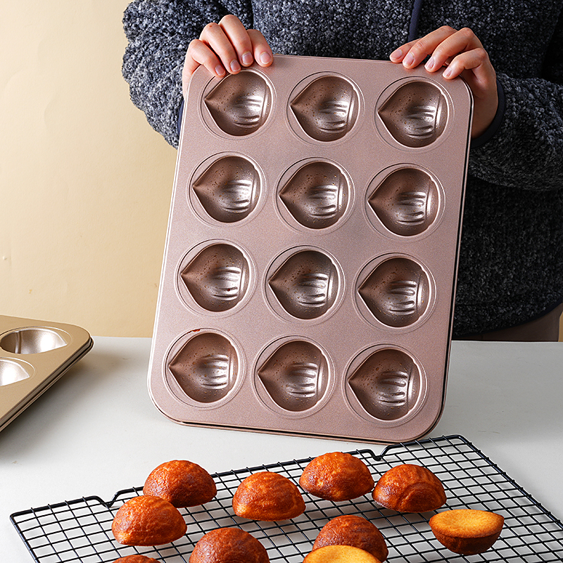 12连不粘黄油年糕烤盘栗子模具
