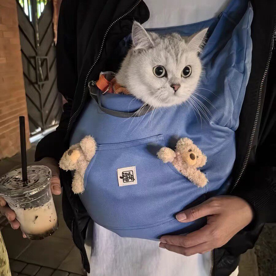 宠物背包 袋鼠前背包 便携外出 小猫咪前背双肩包 带安全扣