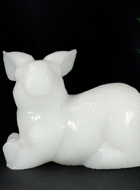 天然玉石白玉兔子摆件