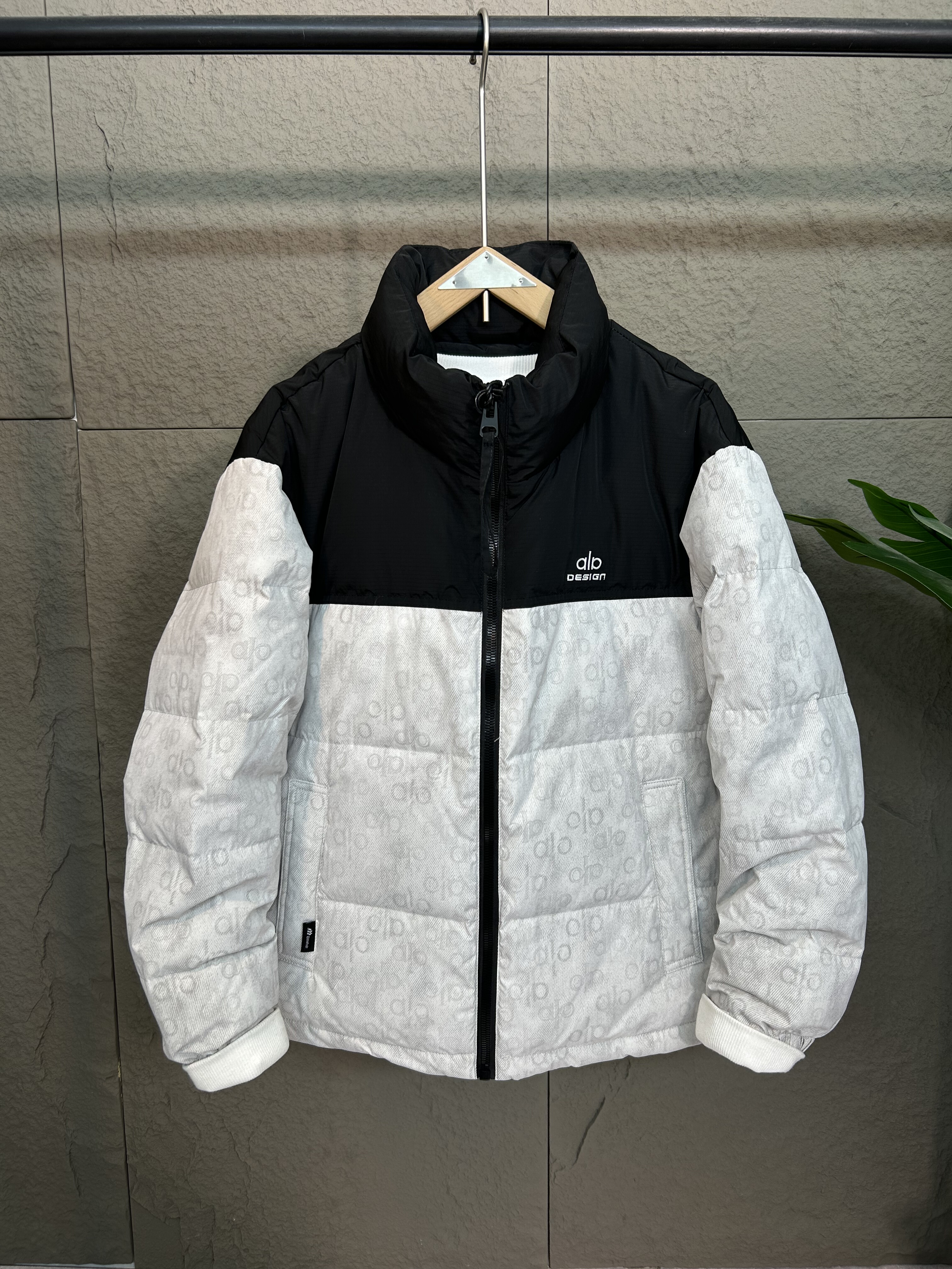 潮牌白鸭绒羽绒服冬季加厚拼色立领外套扎染满印宽松男女情侣保暖