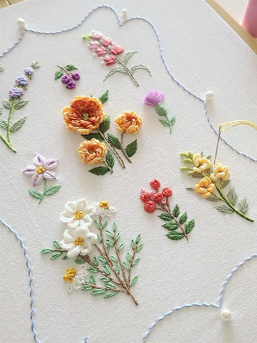 刺绣水溶贴纸 法式刺绣手工diy材料包 花园系列免装裱挂画送视频