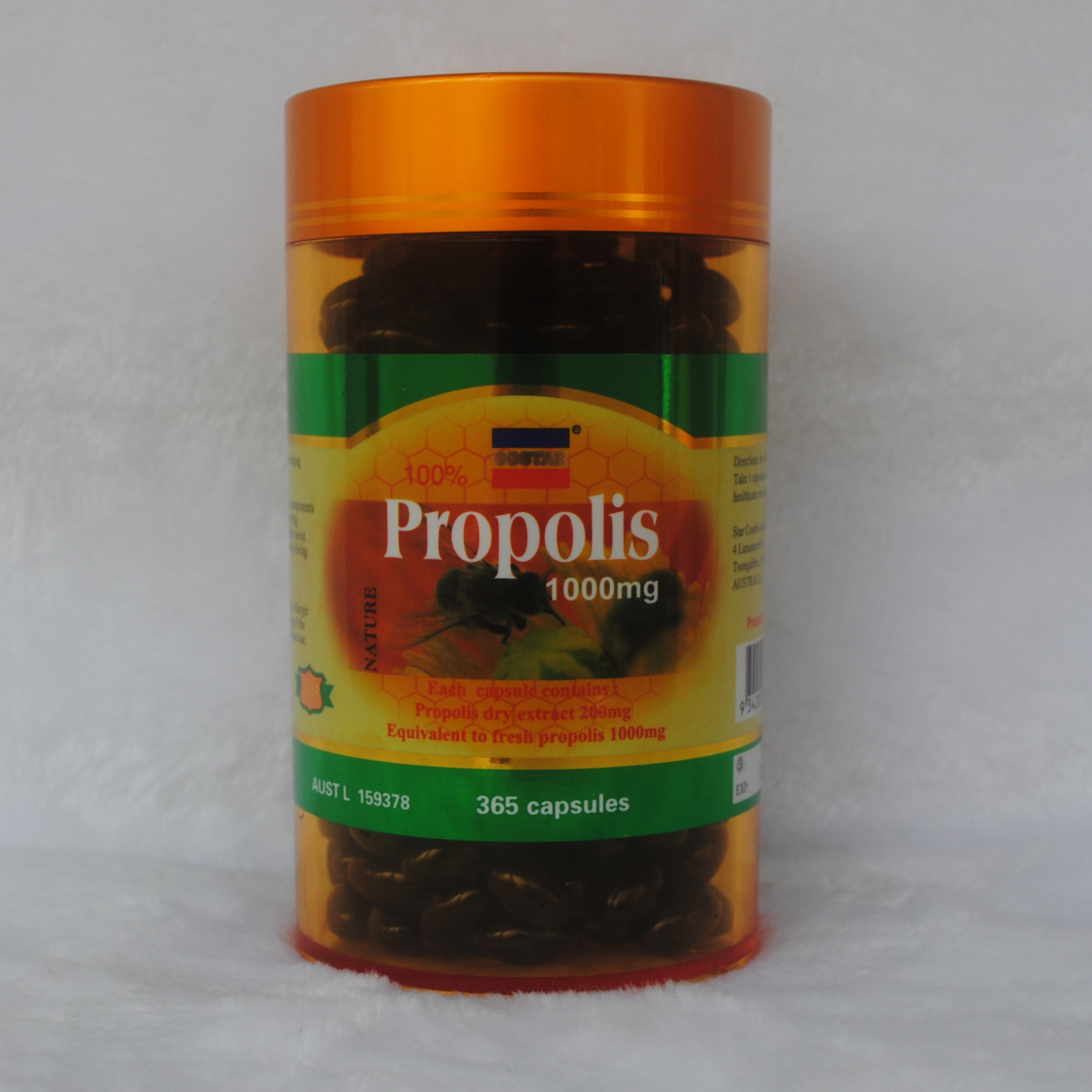 澳洲蜂胶胶囊 澳大利亚原装正品costar 1000mg*365粒黑蜂胶