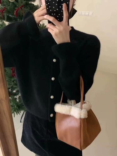 Бархатный кардиган, изысканный милый шерстяной трикотажный свитер, коллекция 2023