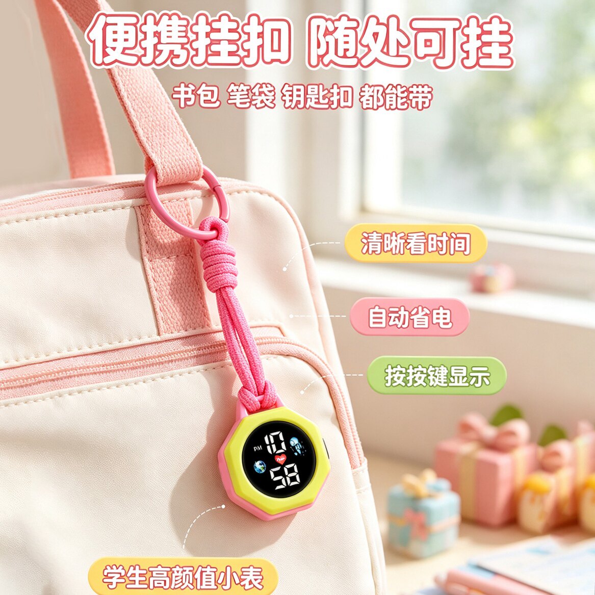 韩版手表电子表便携初高中学生挂件数字夜光可爱表炫酷夜光学习表