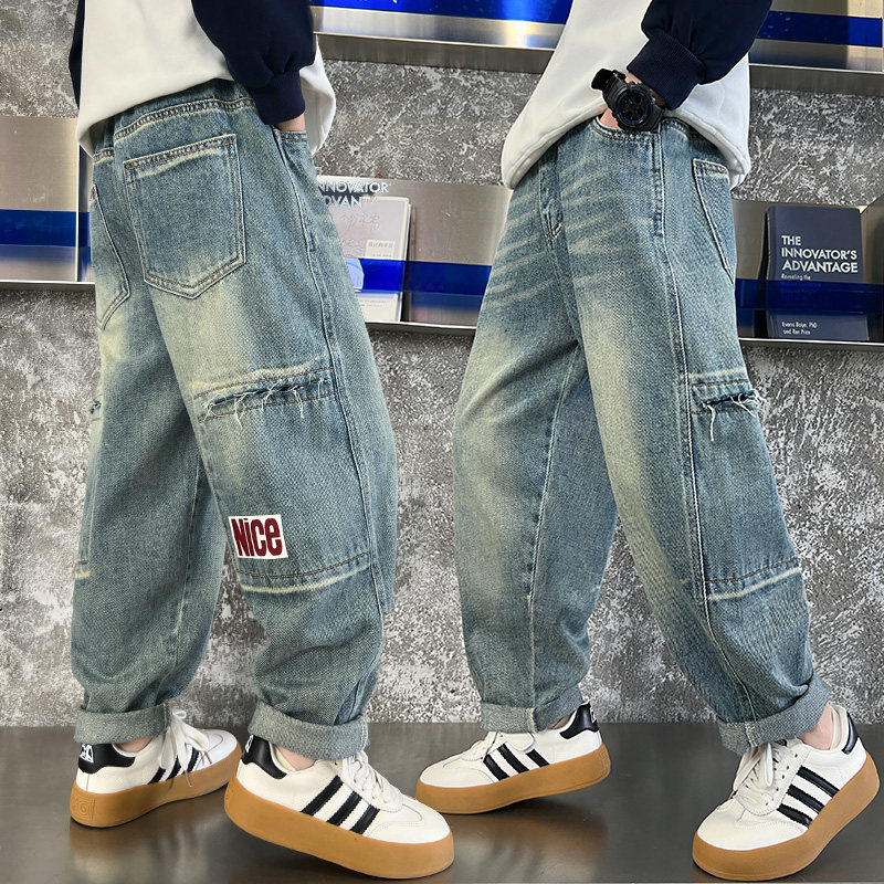 男童牛仔裤春秋新款儿童春装潮酷直筒裤子中大童男孩宽松休闲长裤,童装/婴儿装/亲子装,儿童牛仔裤,淘宝优惠券,粉丝福利购,淘宝优惠卷