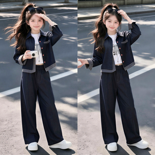 女童春秋韩版牛仔两件套