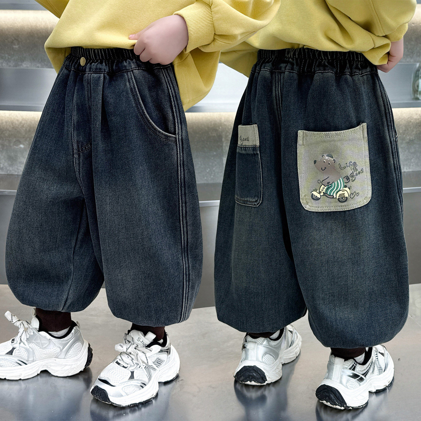 男小童加绒牛仔裤秋冬新款宝宝宽松灯笼裤儿童韩版一体绒束脚长裤,童装/婴儿装/亲子装,儿童牛仔裤,淘宝优惠券,粉丝福利购,淘宝优惠卷