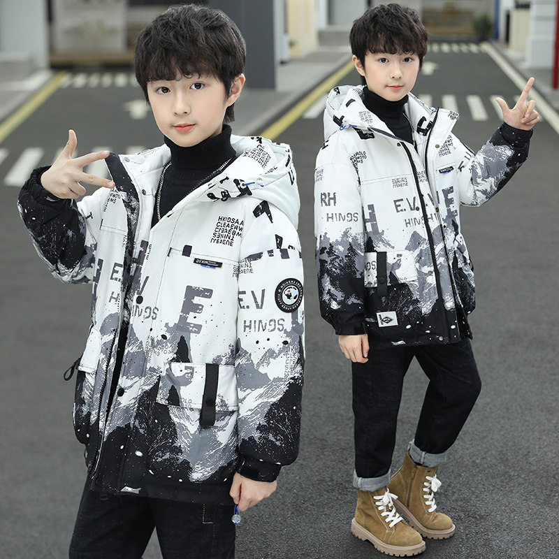 男童棉衣中长款儿童冬季加厚保暖外套中大童男孩冬装棉服休闲帅气