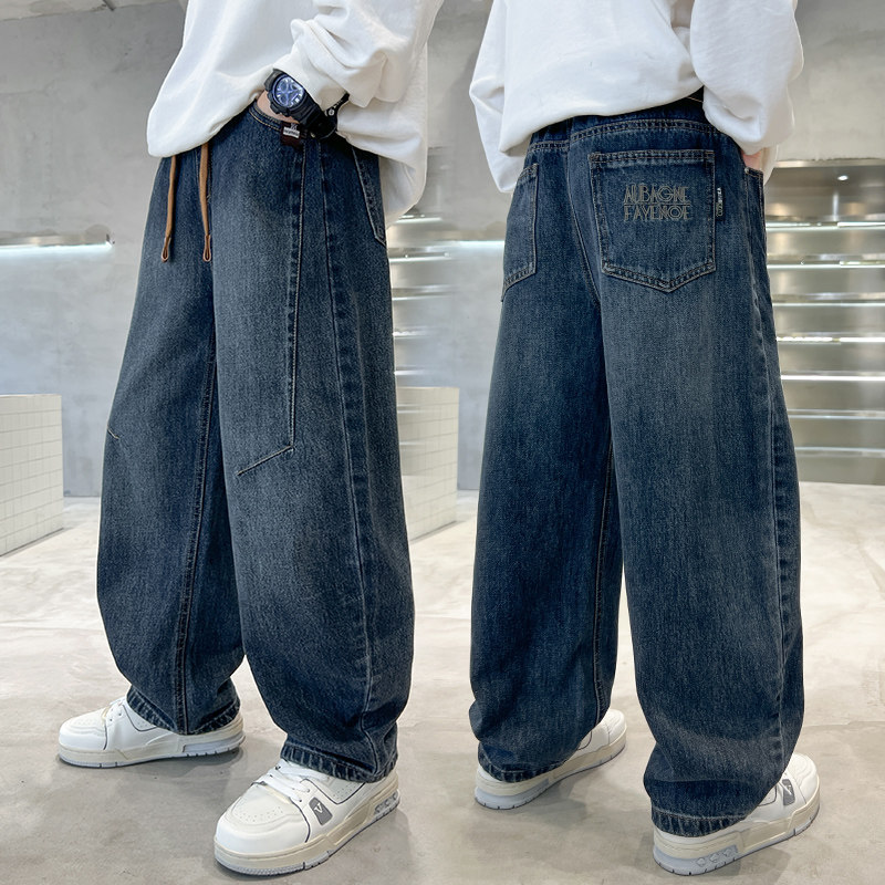 男童牛仔裤春秋款儿童裤子宽松直筒长裤潮酷中大童春季休闲牛仔裤,童装/婴儿装/亲子装,儿童牛仔裤,淘宝优惠券,粉丝福利购,淘宝优惠卷