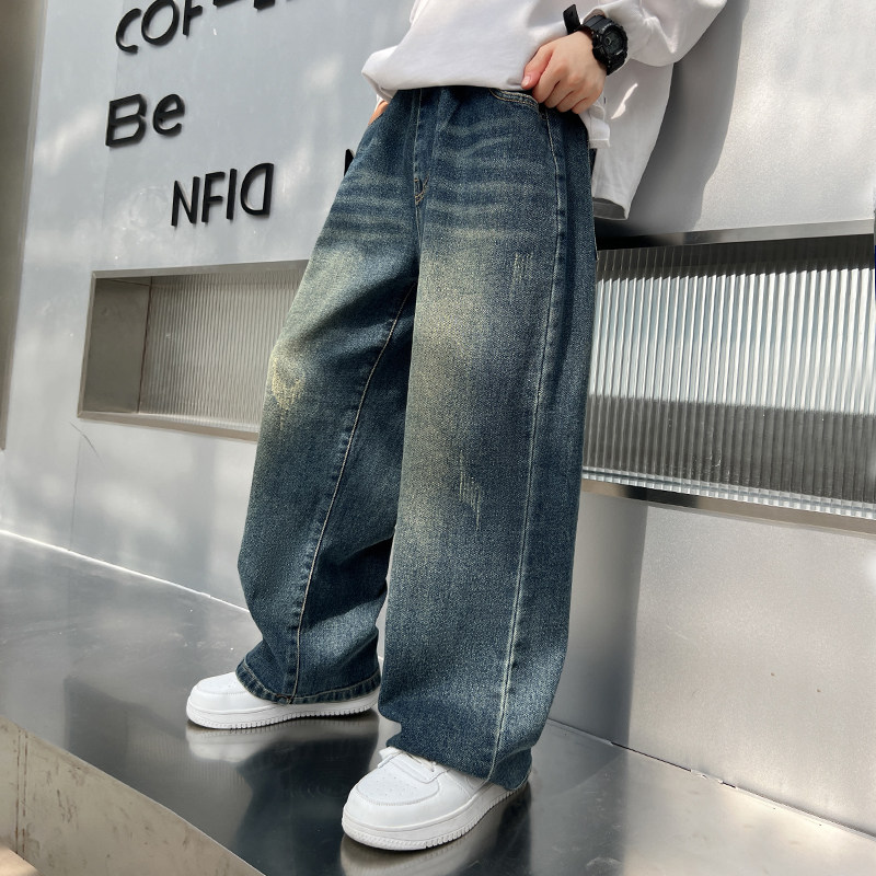 男童牛仔裤春秋款儿童裤子宽松阔腿裤中大童男孩百搭潮流休闲长裤,童装/婴儿装/亲子装,儿童牛仔裤,淘宝优惠券,粉丝福利购,淘宝优惠卷