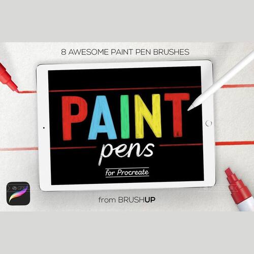 Procreate马克笔插画手绘记号8款iPad绘画工具艺术创作素材笔刷包