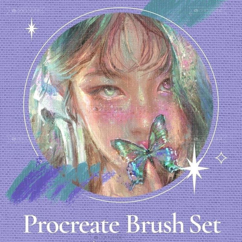 Procreate油画厚涂25款插画创作iPad绘画工具画师必备资源笔刷包图片