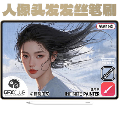 16款手绘头发丝Infinite painter笔刷人像发丝 电脑安卓通用 新款