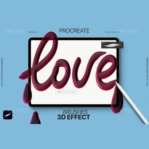 Procreate3D立体阴影逼真效果手写16款插画创作图案纹样设计素材
