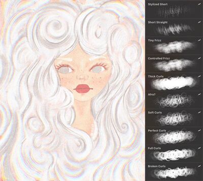 Procreate头发毛发手绘人像肖像10款插画创作人物角色绘制笔刷包