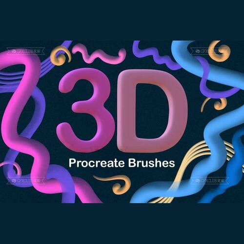 Procreate3D立体阴影逼真效果手写25款插画创作图案纹样设计素材