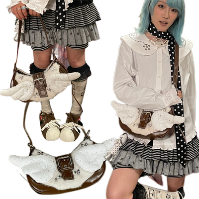 日光欲复古棕色腋下包女百搭星星装饰小包日系叠穿风冬斜挎单肩包