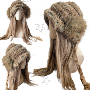 日光欲自制毛绒雷兔毛锋帽女冬季保暖护耳帽可爱百搭显脸小帽子