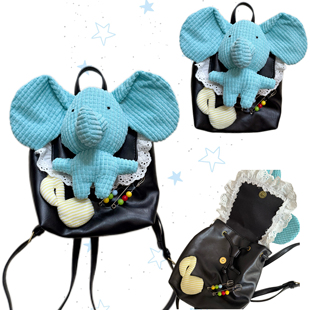 日光欲原创大象小背包甜酷Y2K新卡通可爱迷你书包泡泡女孩双肩包