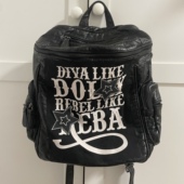 日光欲原创英文字母双肩包小众设计Y2K软皮潮流书包通勤出街背包