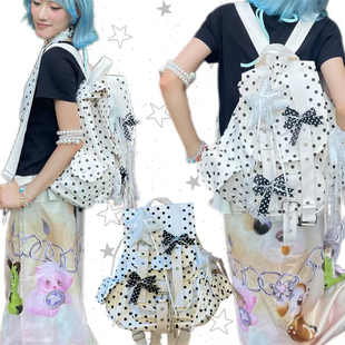 日光欲原创波点背包蝴蝶结Y2K通勤上课小书包小众星星登山双肩包