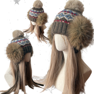 日光欲加厚秋冬新款复古帽子女慵懒费尔岛羊毛帽冰岛花毛线雷锋帽