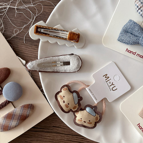 布艺刺绣bb夹立体小花发夹侧边刘海夹田园风花朵儿童发卡女生发饰