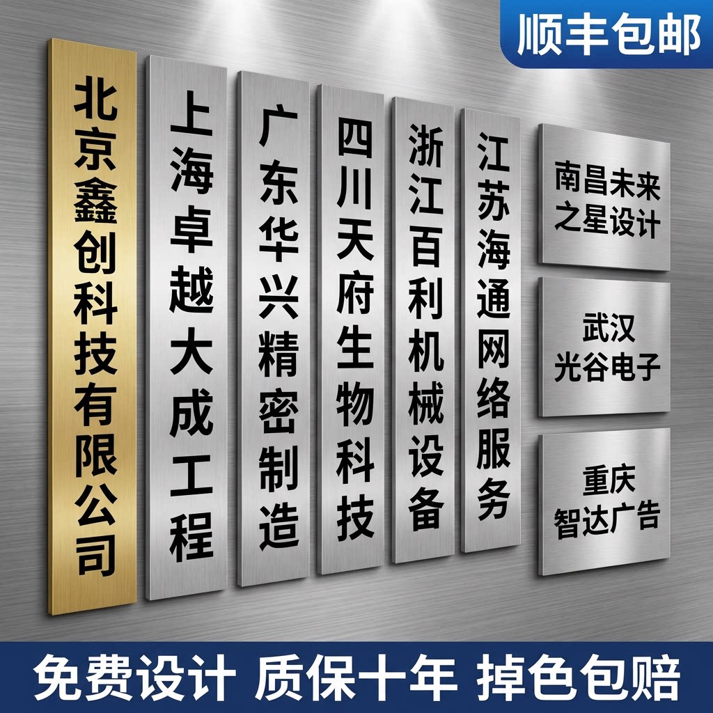 不锈钢公司门牌厂牌招牌铭牌标牌铜牌广告牌钛金拉丝牌子定制