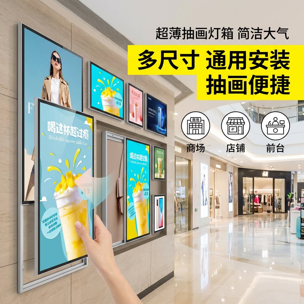 led抽画灯箱超薄挂墙式发光广告牌奶茶点餐饮店点餐展示定制图片